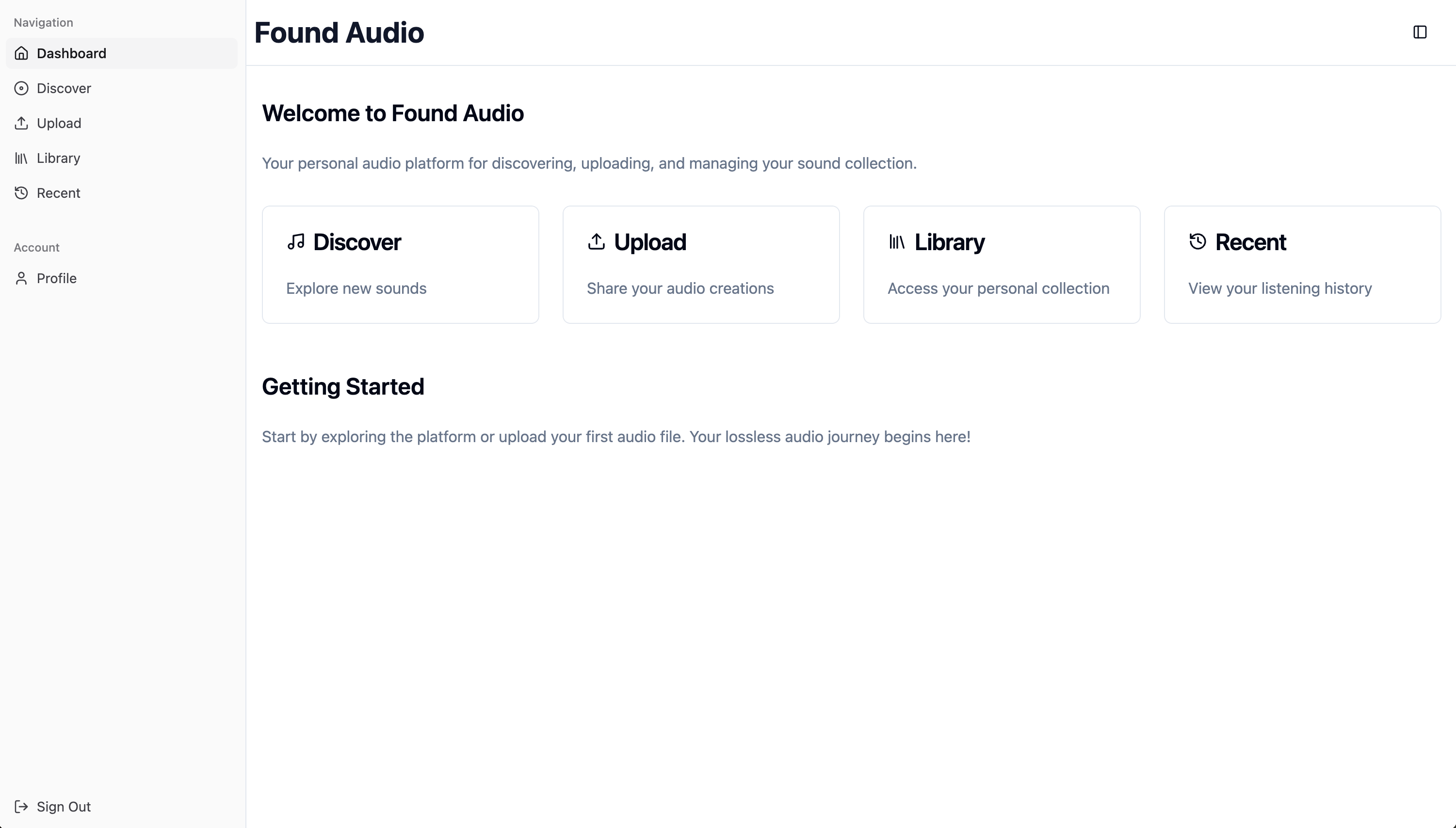 New Found Audio site
